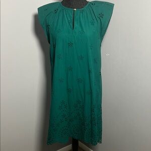 LOFT Green Mini Dress with Cut-Out ~Eyelet Details size Small